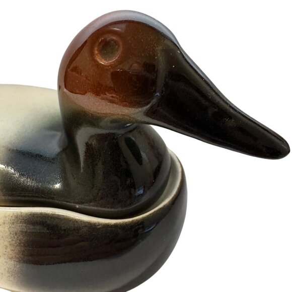 Vintage Ceramic Mallard Duck Trinket Box With Lid Catch All Home Decor - Picture 12 of 13